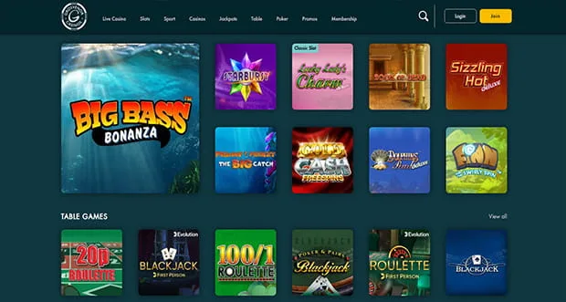 Grosvenor Casino interface